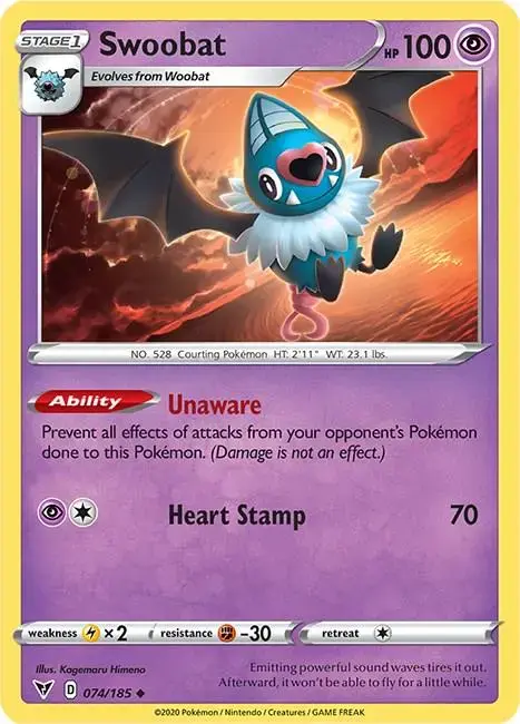 Swoobat - Pokemon Vivid Voltage #74