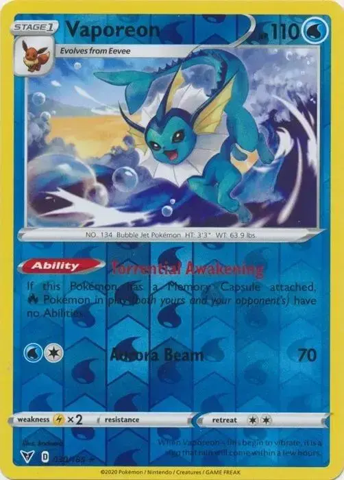 Vaporeon [Reverse Holo] - Pokemon Vivid Voltage #30