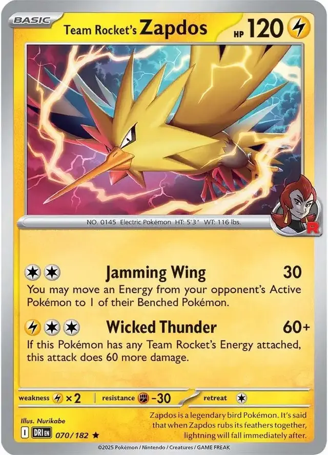 Team Rocket's Zapdos - Pokemon Destined Rivals #70