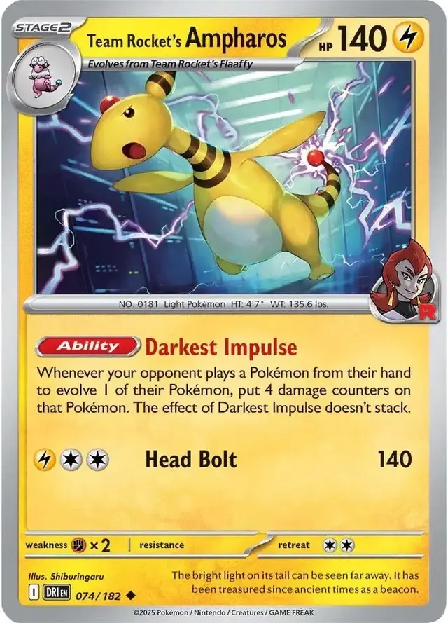 Team Rocket's Ampharos - Pokemon Destined Rivals #74