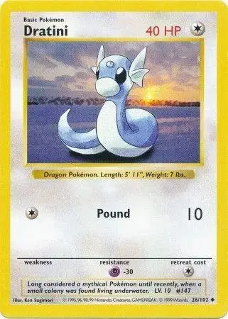 Dratini [Shadowless] - Pokemon Base Set #26