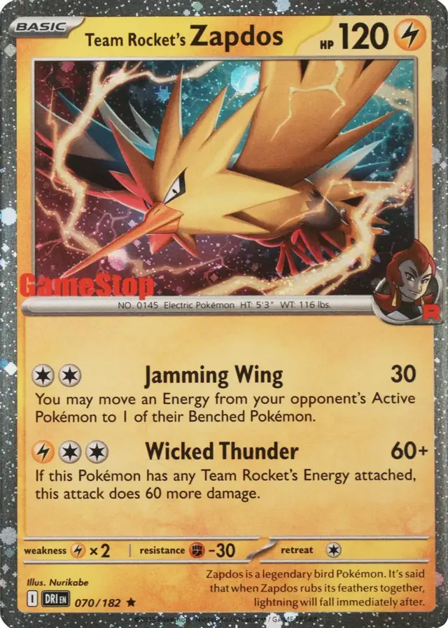 Team Rocket's Zapdos [Gamestop] - Pokemon Destined Rivals #70