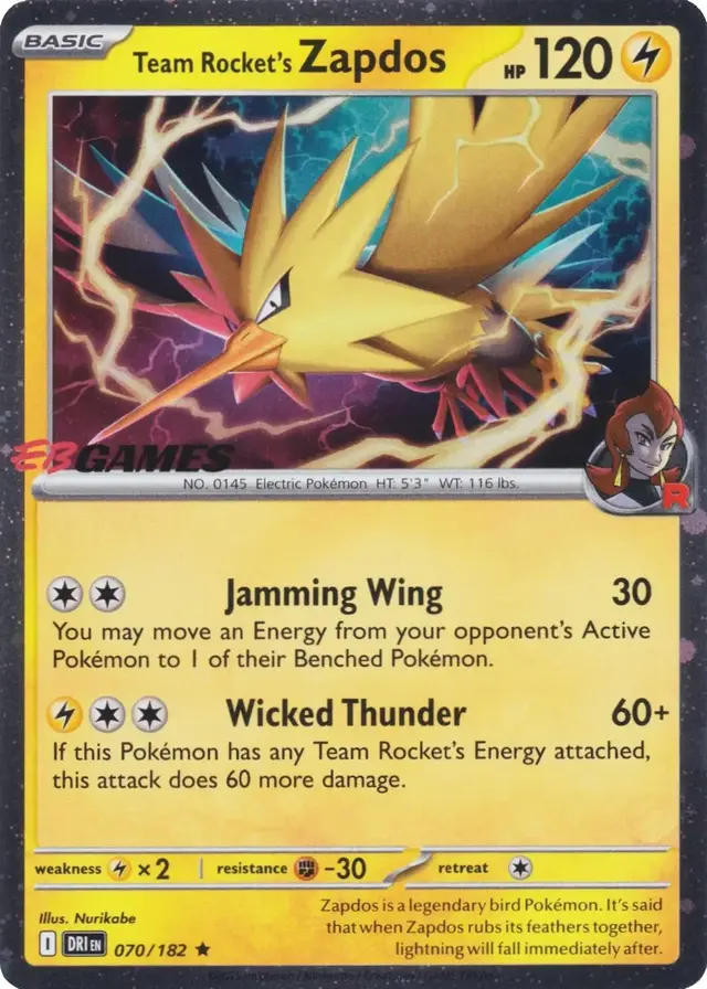 Team Rocket's Zapdos [EB Games] - Pokemon Destined Rivals #70