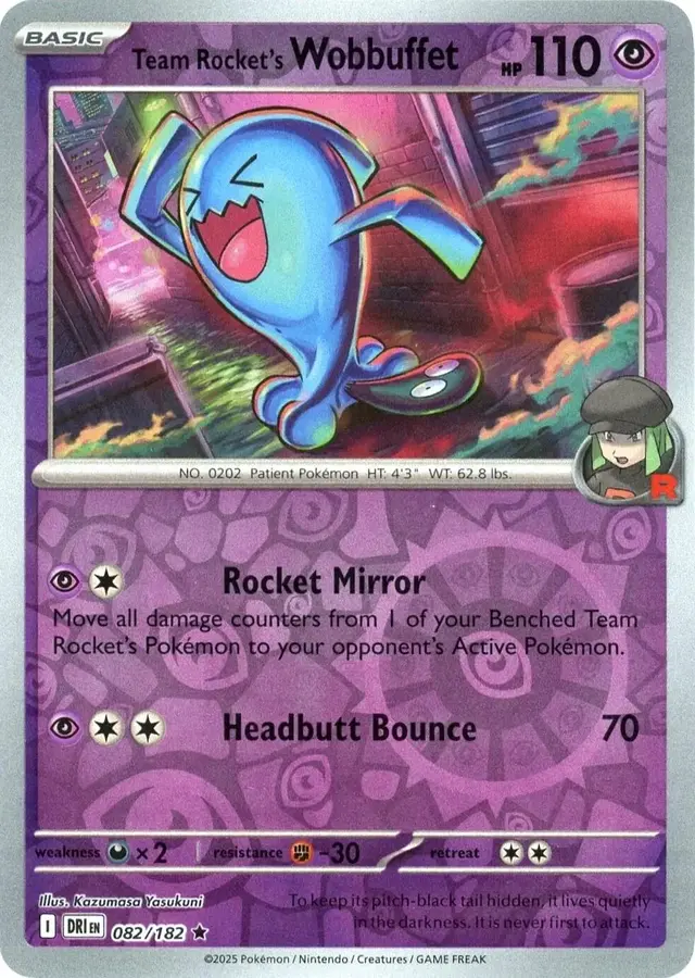 Team Rocket's Wobbuffet [Reverse Holo] - Pokemon Destined Rivals #82