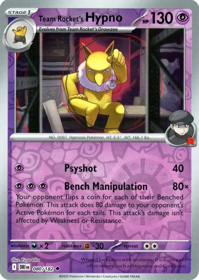 Team Rocket's Hypno [Reverse Holo] - Pokemon Destined Rivals #80