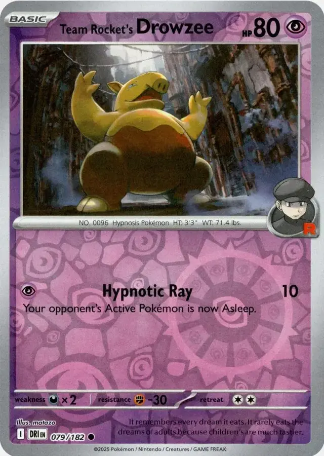 Team Rocket's Drowzee [Reverse Holo] - Pokemon Destined Rivals #79
