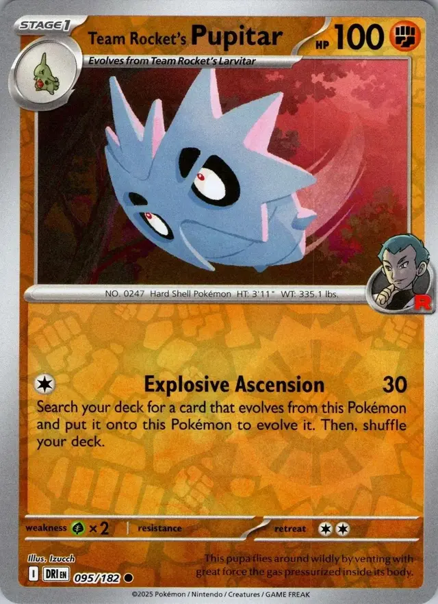 Team Rocket's Pupitar [Reverse Holo] - Pokemon Destined Rivals #95
