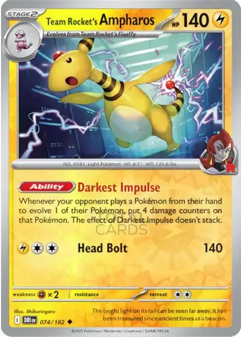 Team Rocket's Ampharos [Reverse Holo] - Pokemon Destined Rivals #74