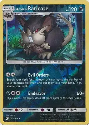 Alolan Raticate [Reverse Holo] - Pokemon Sun & Moon #77