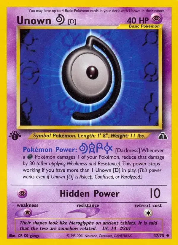 Unown D [1st Edition] - Pokemon Neo Discovery #47