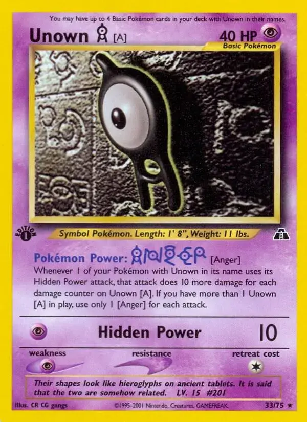Unown A [1st Edition] - Pokemon Neo Discovery #33