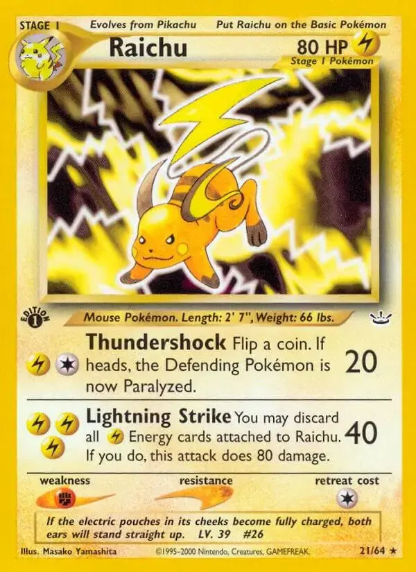 Raichu [1st Edition] - Pokemon Neo Revelation #21