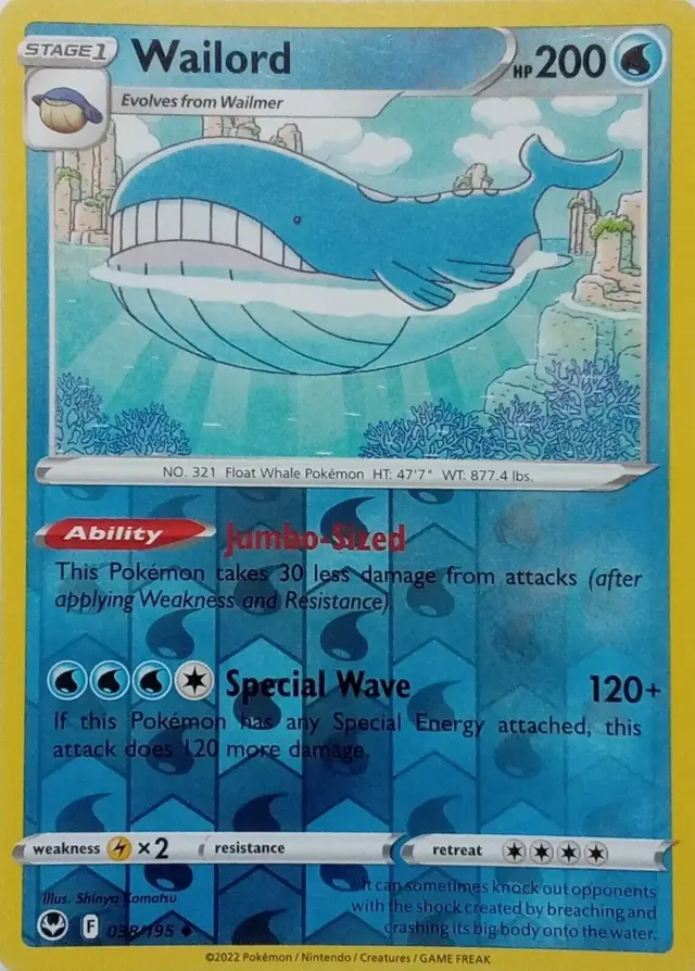 Wailord [Reverse Holo] - Pokemon Silver Tempest #38