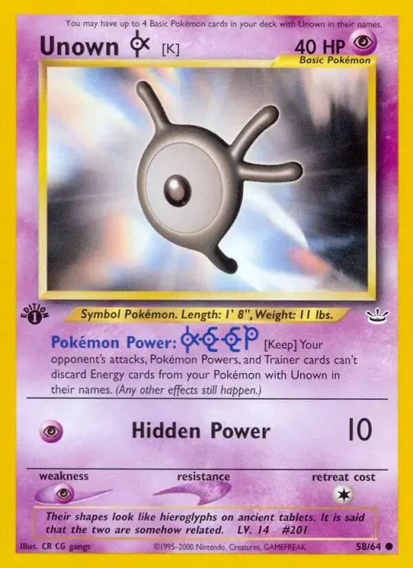 Unown K [1st Edition] - Pokemon Neo Revelation #58