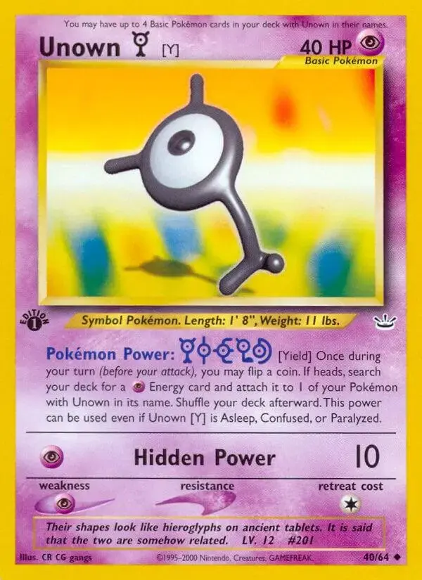 Unown Y [1st Edition] - Pokemon Neo Revelation #40