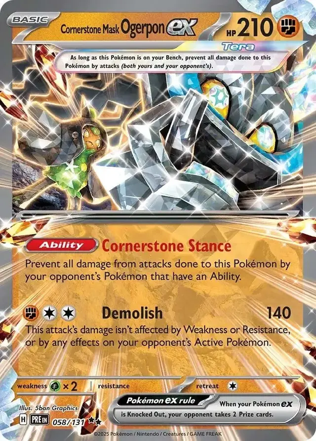 Cornerstone Mask Ogerpon ex - Pokemon Prismatic Evolutions #58
