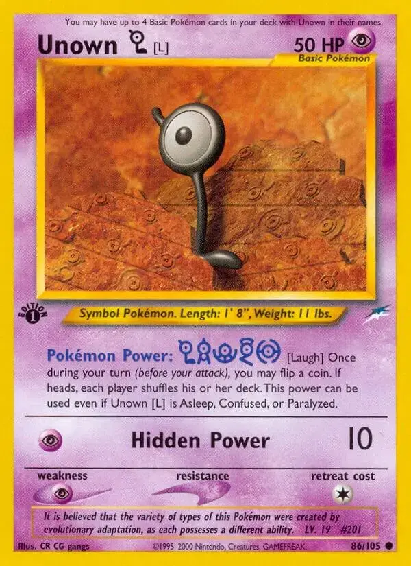 Unown L [1st Edition] - Pokemon Neo Destiny #86