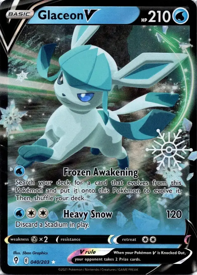 Glaceon V [Snowflake Stamp] - Pokemon Evolving Skies #40