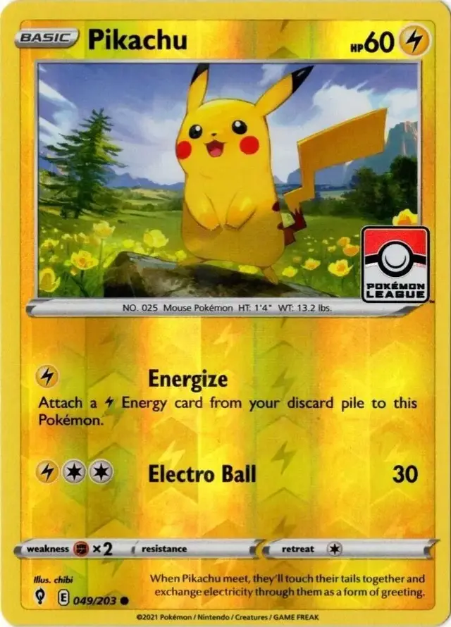 Pikachu [League Stamp] - Pokemon Evolving Skies #49