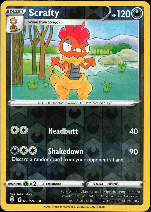 Scrafty [Reverse Holo] - Pokemon Evolving Skies #99