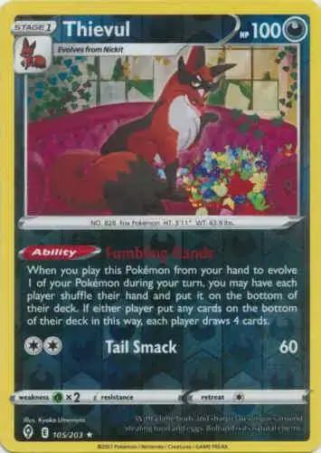 Thievul [Reverse Holo] - Pokemon Evolving Skies #105