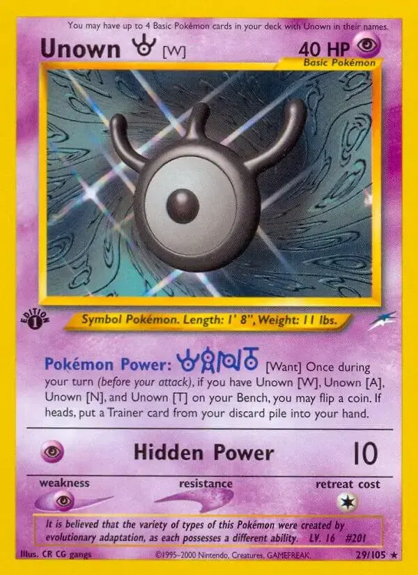Unown W [1st Edition] - Pokemon Neo Destiny #29