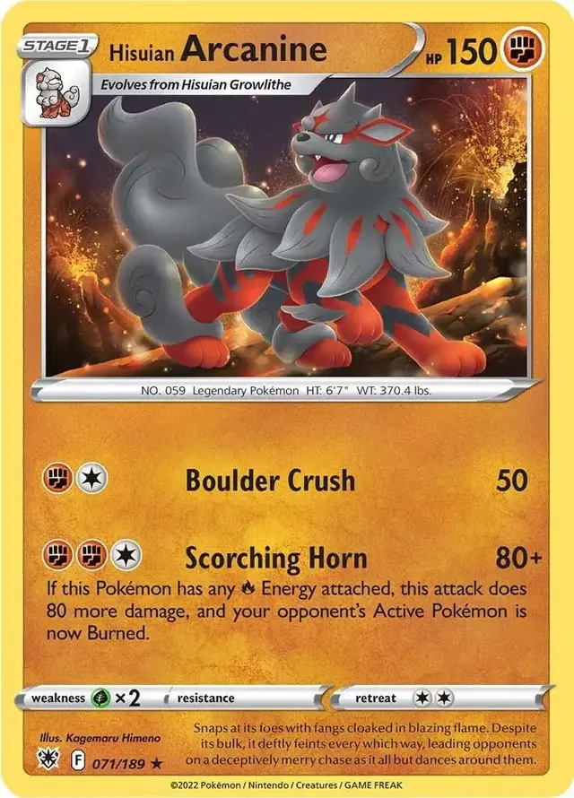 Hisuian Arcanine - Pokemon Astral Radiance #71
