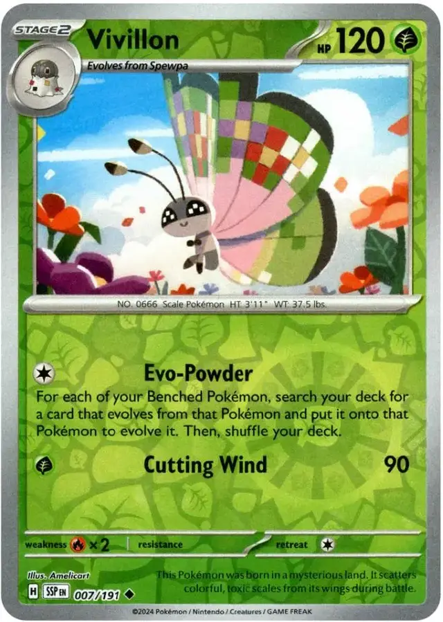 Vivillon [Reverse Holo] - Pokemon Surging Sparks #7