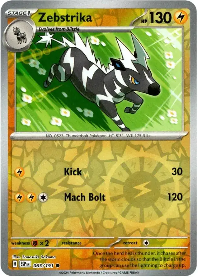 Zebstrika [Reverse Holo] - Pokemon Surging Sparks #63