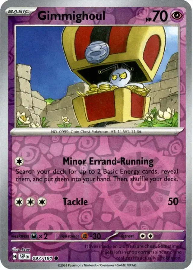 Gimmighoul [Reverse Holo] - Pokemon Surging Sparks #97