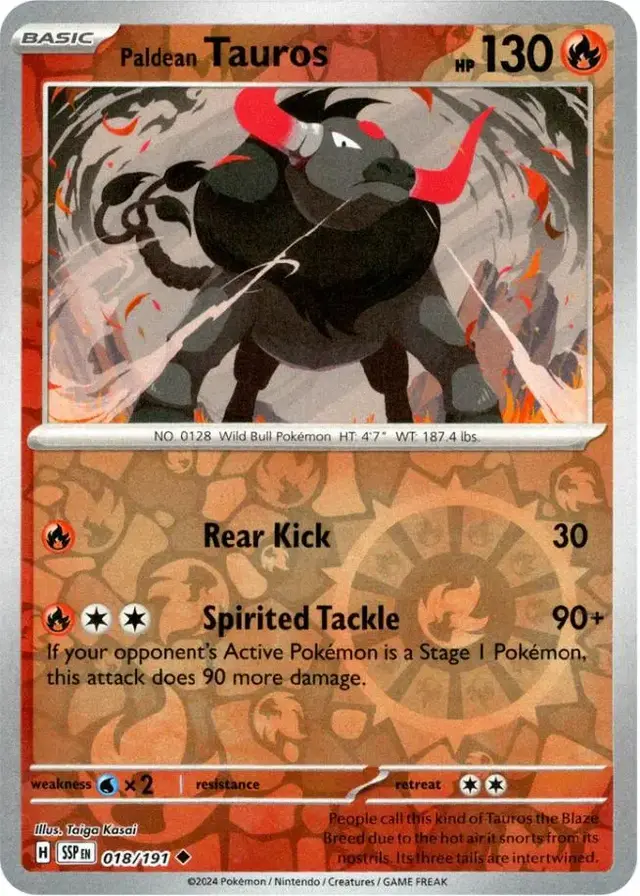 Paldean Tauros [Reverse Holo] - Pokemon Surging Sparks #18