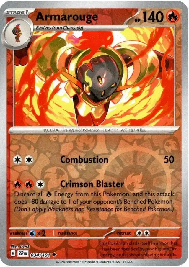 Armarouge [Reverse Holo] - Pokemon Surging Sparks #34