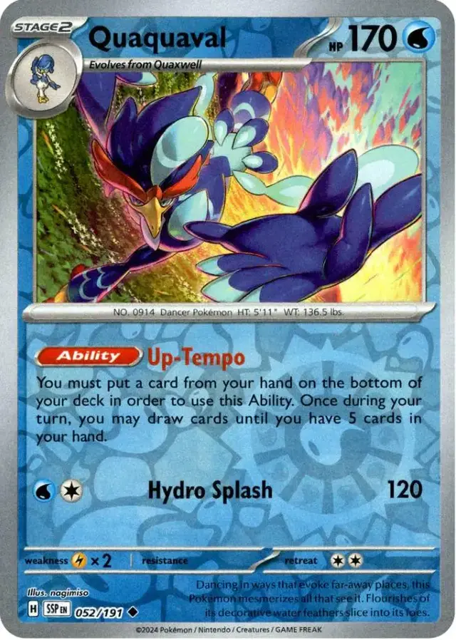 Quaquaval [Reverse Holo] - Pokemon Surging Sparks #52