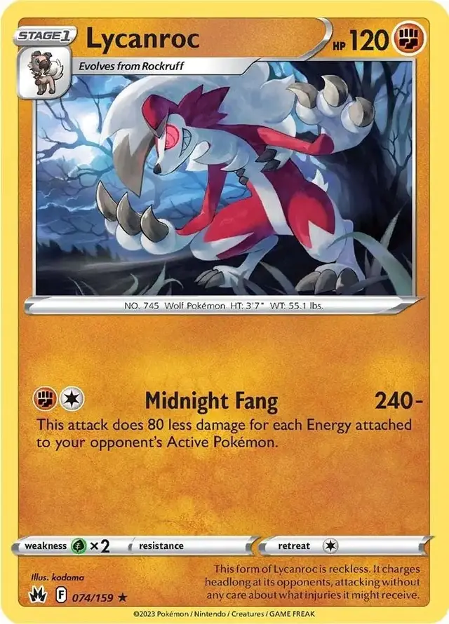 Lycanroc - Pokemon Crown Zenith #74