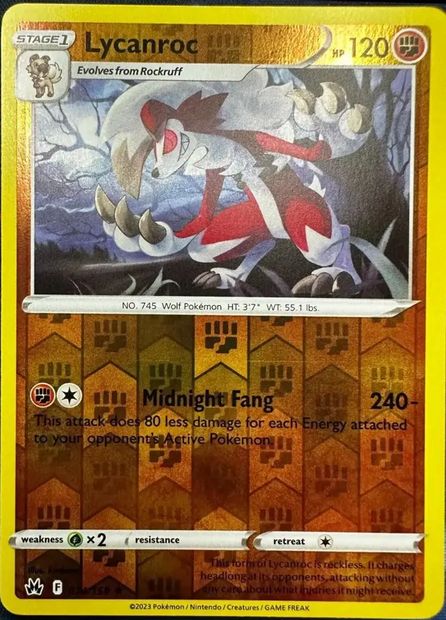 Lycanroc [Reverse Holo] - Pokemon Crown Zenith #74