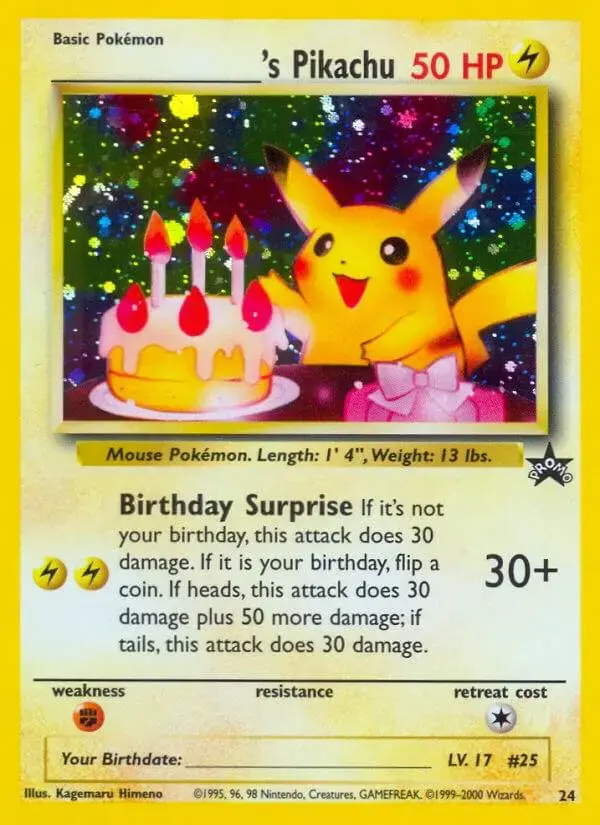 Birthday Pikachu - Pokemon WoTC Promos #24