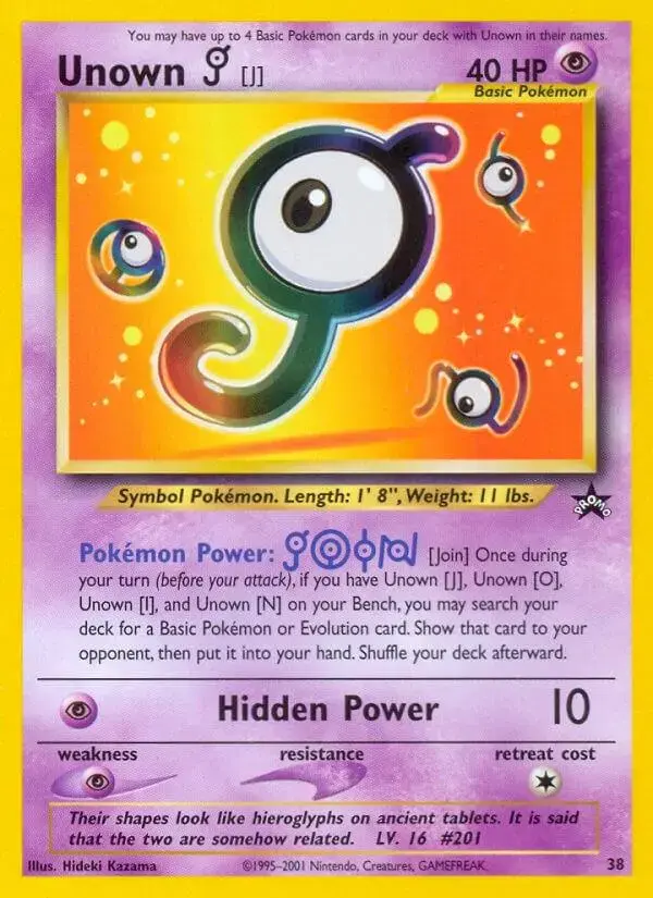 Unown J - Pokemon WoTC Promos #38