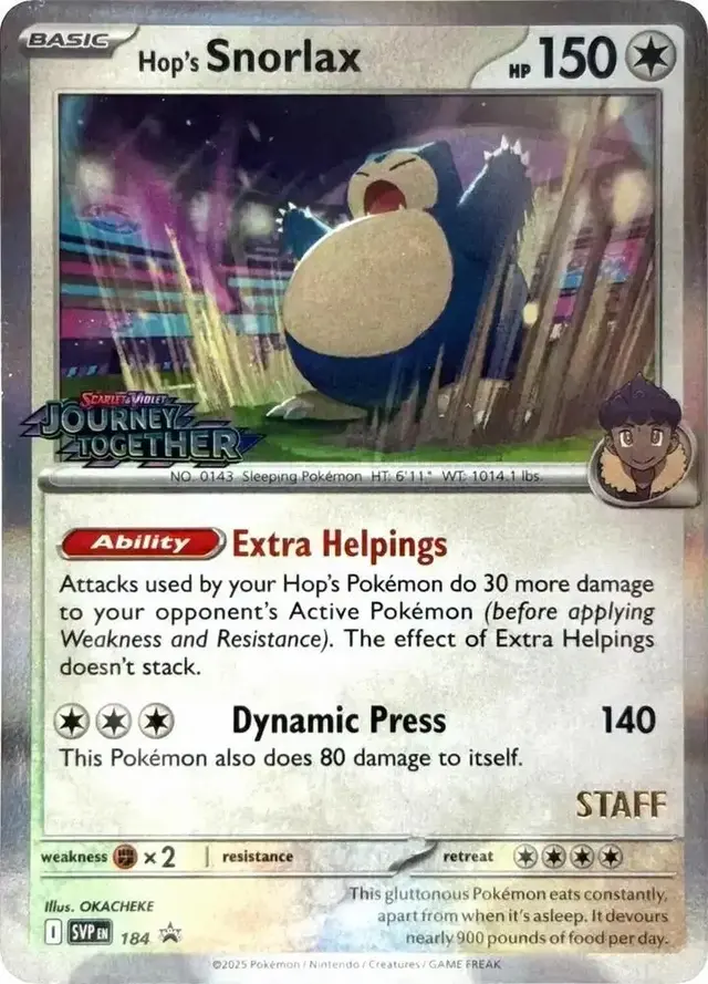 Hop's Snorlax [Staff] - Pokemon Prerelease & Staff Promos #184