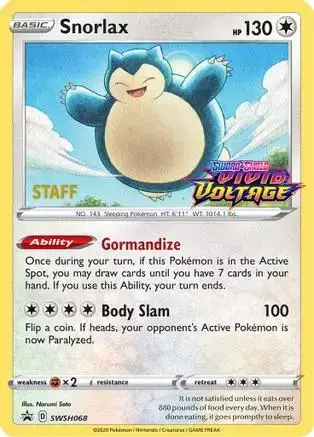 Snorlax [Staff] - Pokemon Prerelease & Staff Promos #SWSH068