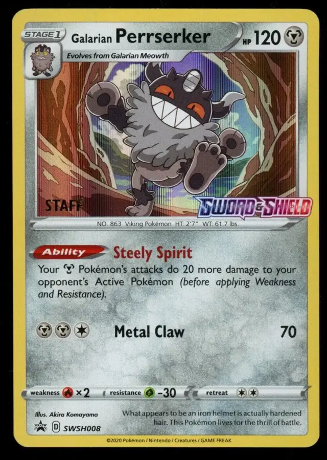 Galarian Perrserker [Staff] - Pokemon Prerelease & Staff Promos #SWSH008