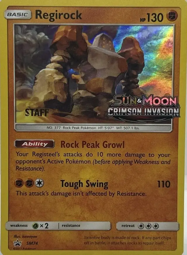 Regirock [Prerelease Staff] - Pokemon Prerelease & Staff Promos #SM74