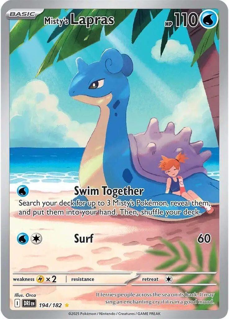 lapras pokemon card Misty's Lapras - Pokemon Destined Rivals #194