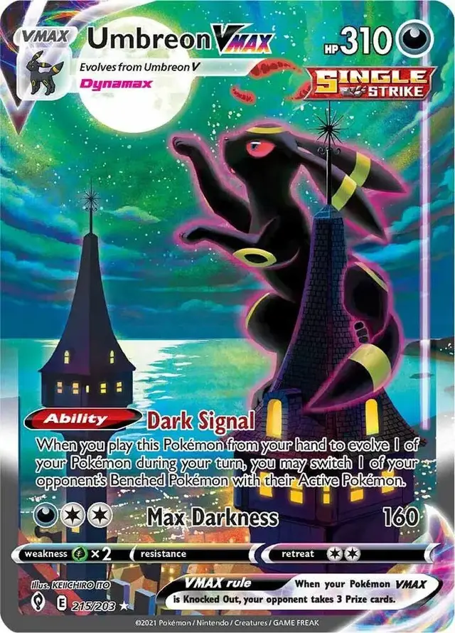 Pokemon Evolving Skies set - most valuable card artwork (Umbreon VMAX)