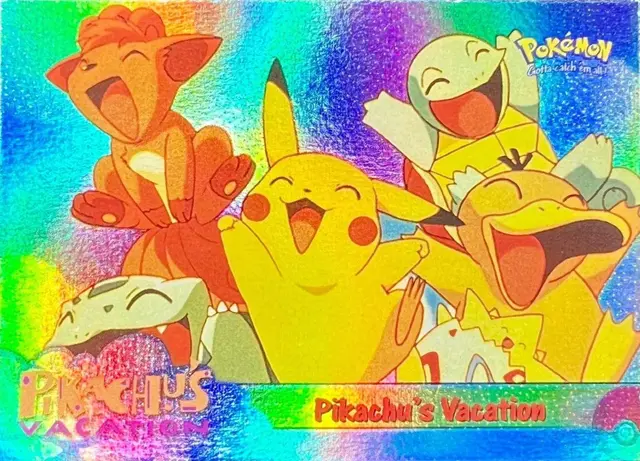 Pikachu's Vacation [Rainbow Foil] - Pokemon 1999 Topps Movie #42