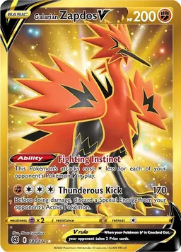 Galarian Zapdos V 182 - Pokemon Brilliant Stars