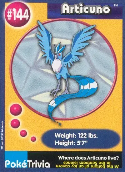 Articuno - Pokemon Burger King #144