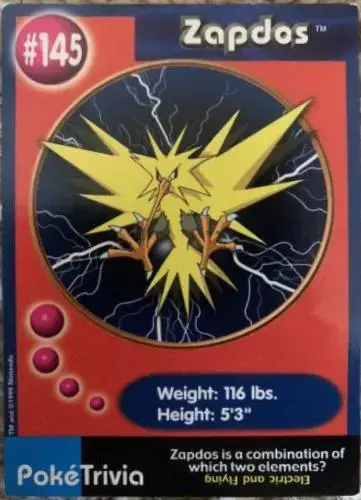 Zapdos - Pokemon Burger King #145