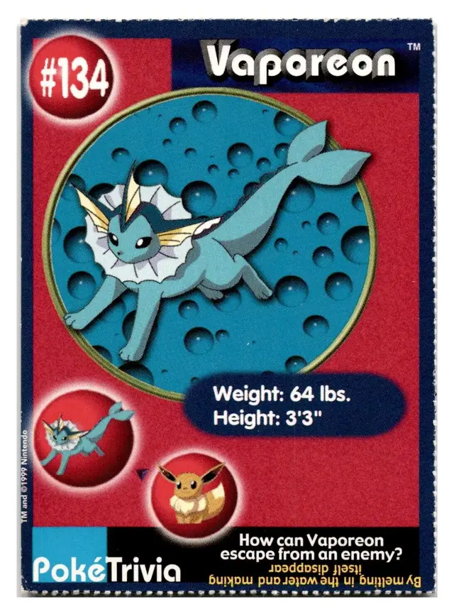 Vaporeon - Pokemon Burger King #134