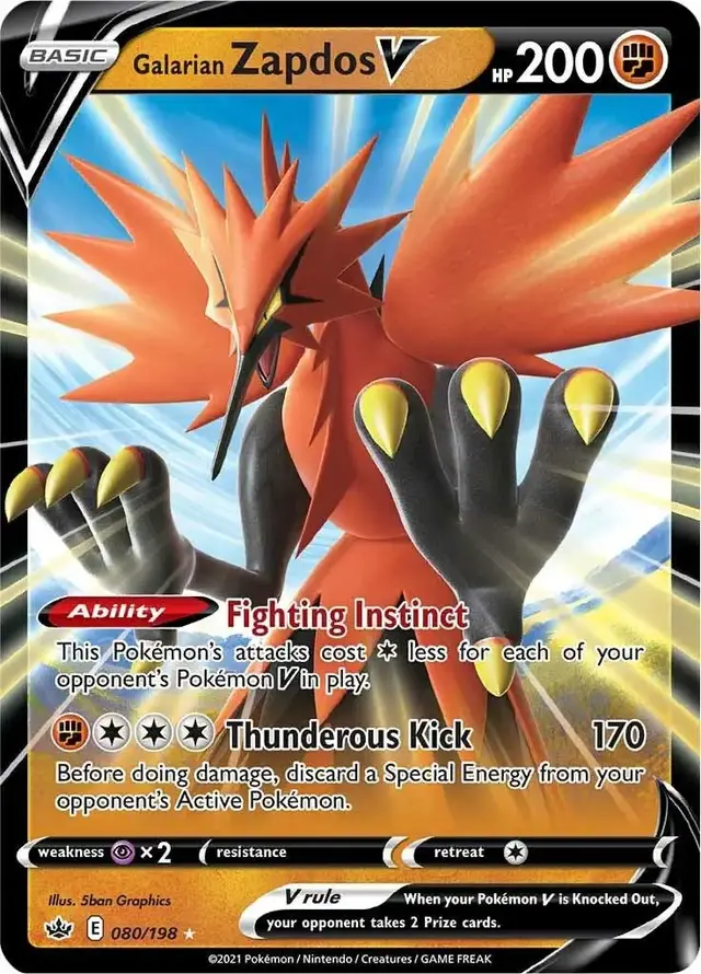 Galarian Zapdos V - Pokemon Chilling Reign #80
