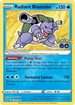 Radiant Blastoise 18 - Pokemon Go